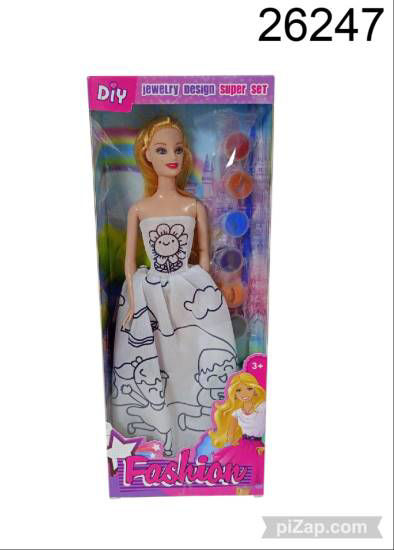 Imagen de MUÑECA CON VESTIDO PARA PINTAR CON PIGMENTOS 4.26